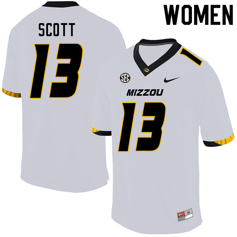 Women #13 Kam Scott Missouri Tigers College Football Jerseys Sale-White - Click Image to Close
